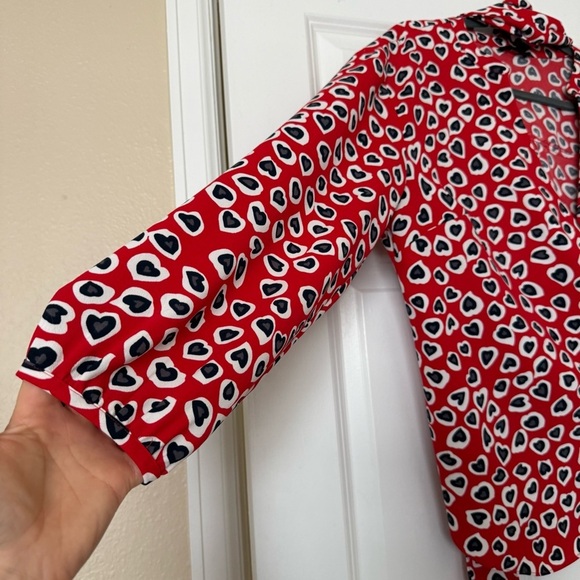J Crew Heart Print Wrap Blouse Top Size Large - Picture 3 of 12